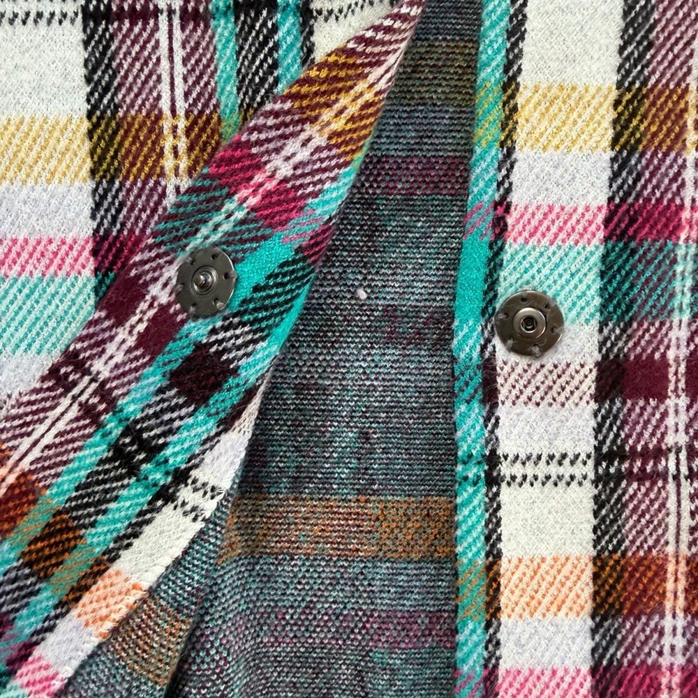 Anthropologie Rosetta cropped plaid Colorful Knit jacket. Three-quarter sleeve. - Picture 5 of 10